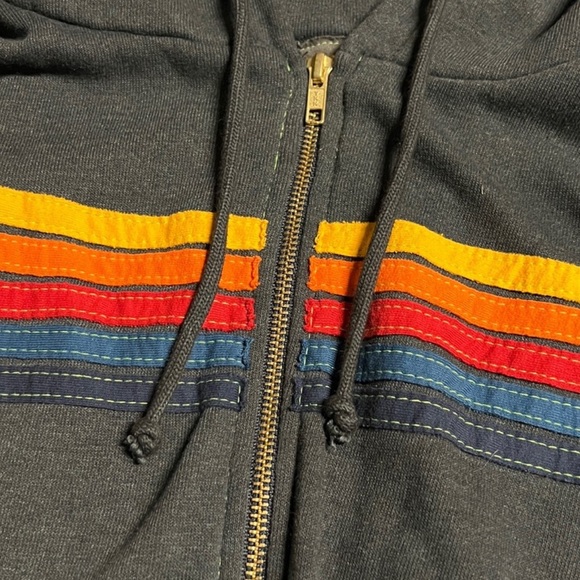 2pc🔥Aviator Nation Set 5 Stripe Hoodie & Gray Wide Leg Sweatpants Set Medium USA - Picture 7 of 10